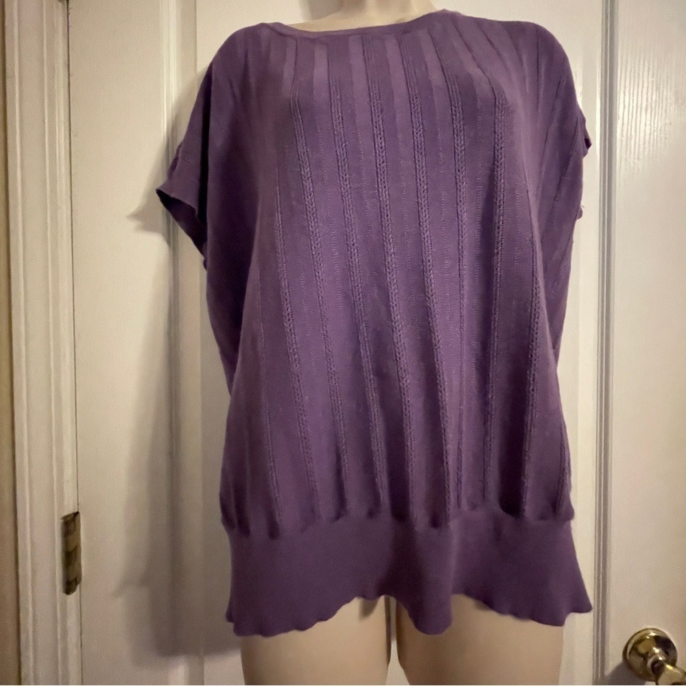 Cyrus Purple Dolman Short Sleeve Sweater Size‎ XL Basic Business Cozy Casual